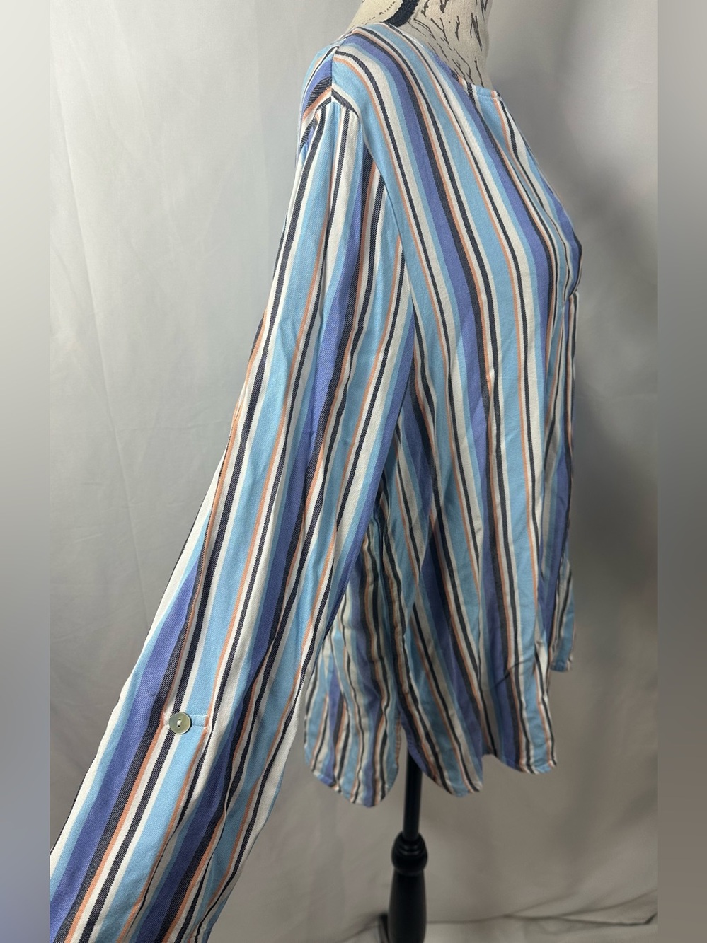 Ruby Rd. Blue Multi-Stripe V-Neck Tunic - Picture 3 of 10